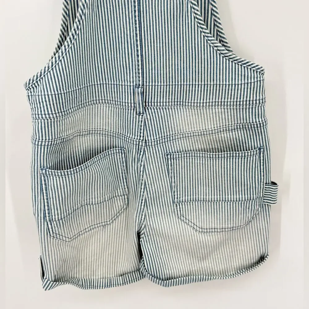 Anthropologie Pilcro Railroad Denim Stripes Overalls Romper Shortall Shorts 27 - Picture 8 of 12